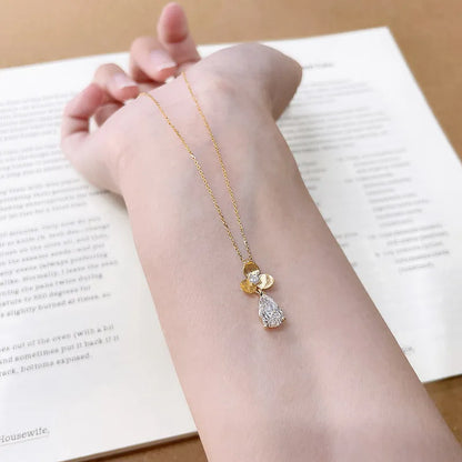 1 ct Floral Adjustable Pear-Cut Lab-Grown Diamond Necklace in 18K Yellow Gold
