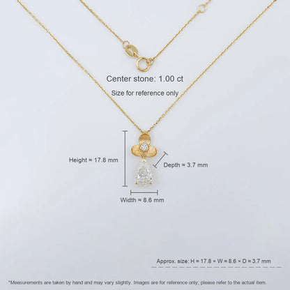 1 ct Floral Adjustable Pear-Cut Lab-Grown Diamond Necklace in 18K Yellow Gold