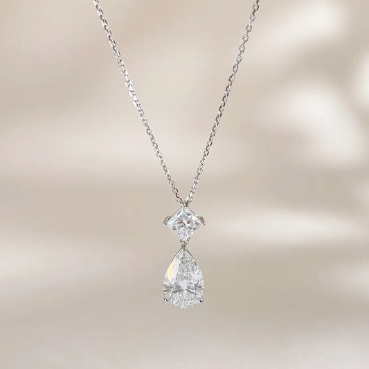 2.02 ct Minimalist Adjustable Mixed-Cut Lab-Grown Diamond Necklace in 18K White Gold