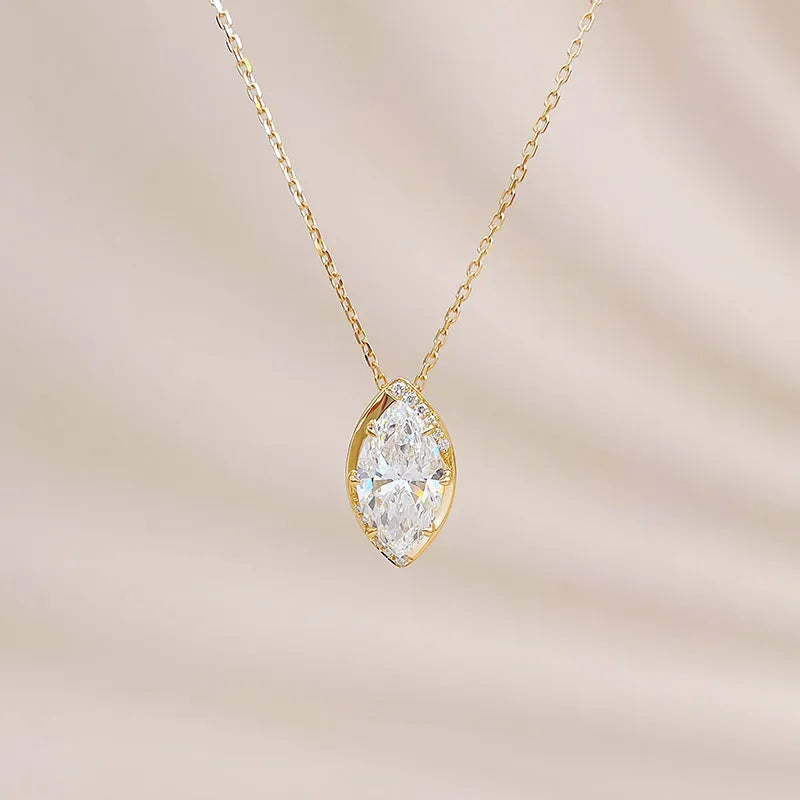 2.36 ct Minimalist Marquise-Cut Lab-Grown Diamond Necklace in 18K Yellow Gold – APYN0266-Y