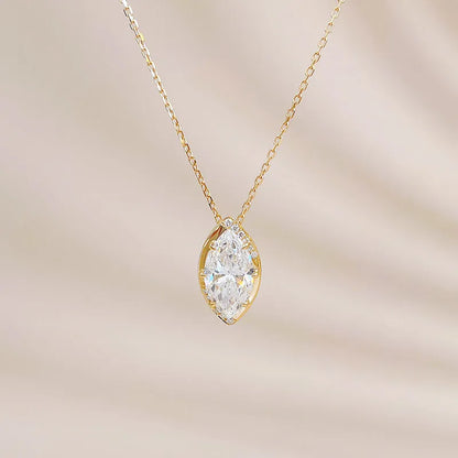 2.36 ct Minimalist Marquise-Cut Lab-Grown Diamond Necklace in 18K Yellow Gold – APYN0266-Y