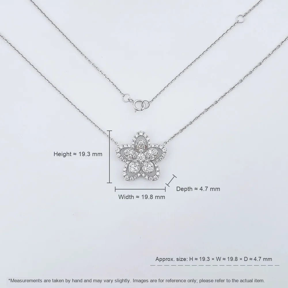 0.92 ctw Floral Pavé Round-Cut Lab-Grown Diamond Necklace in 18K White Gold – APYN0268-W