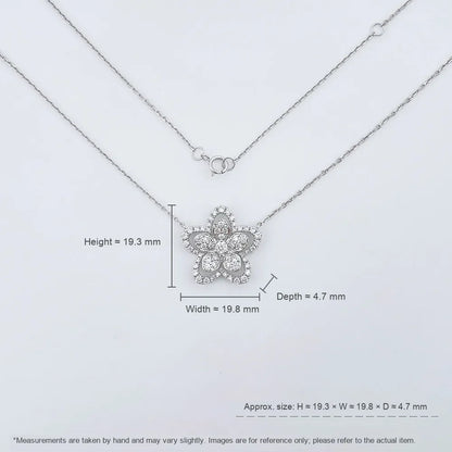 0.92 ctw Floral Pavé Round-Cut Lab-Grown Diamond Necklace in 18K White Gold – APYN0268-W