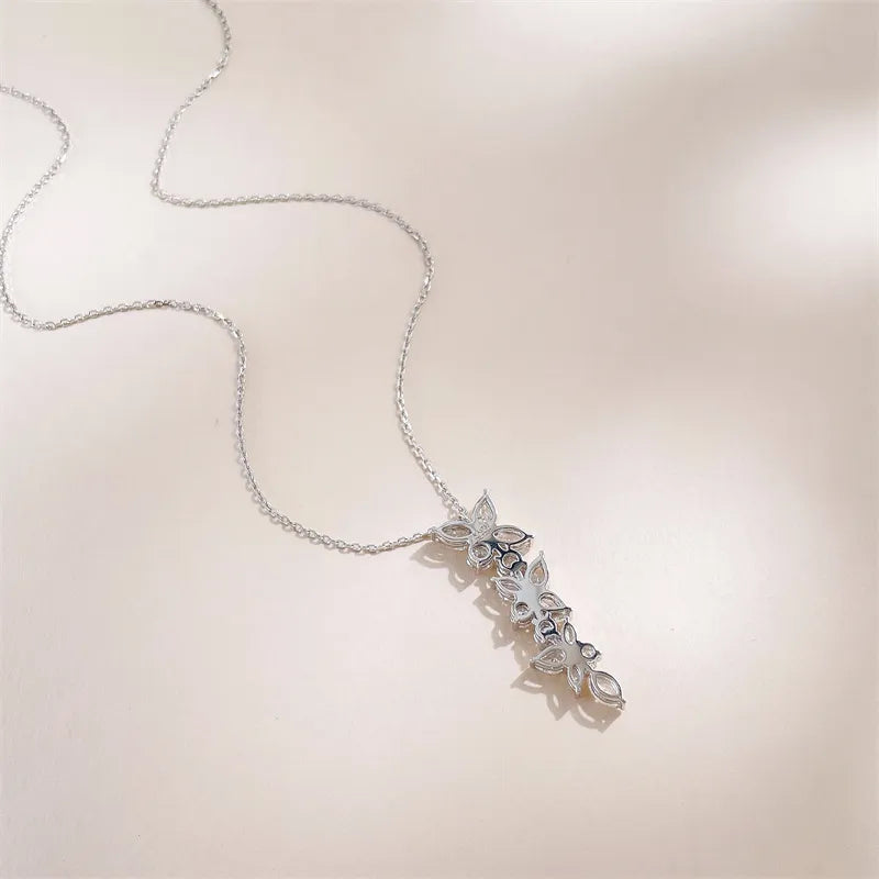 2.1 ctw Floral Cluster Mixed-Cut Lab-Grown Diamond Pendant Necklace in 18K White Gold
