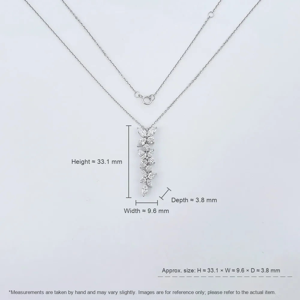 2.1 ctw Floral Cluster Mixed-Cut Lab-Grown Diamond Pendant Necklace in 18K White Gold