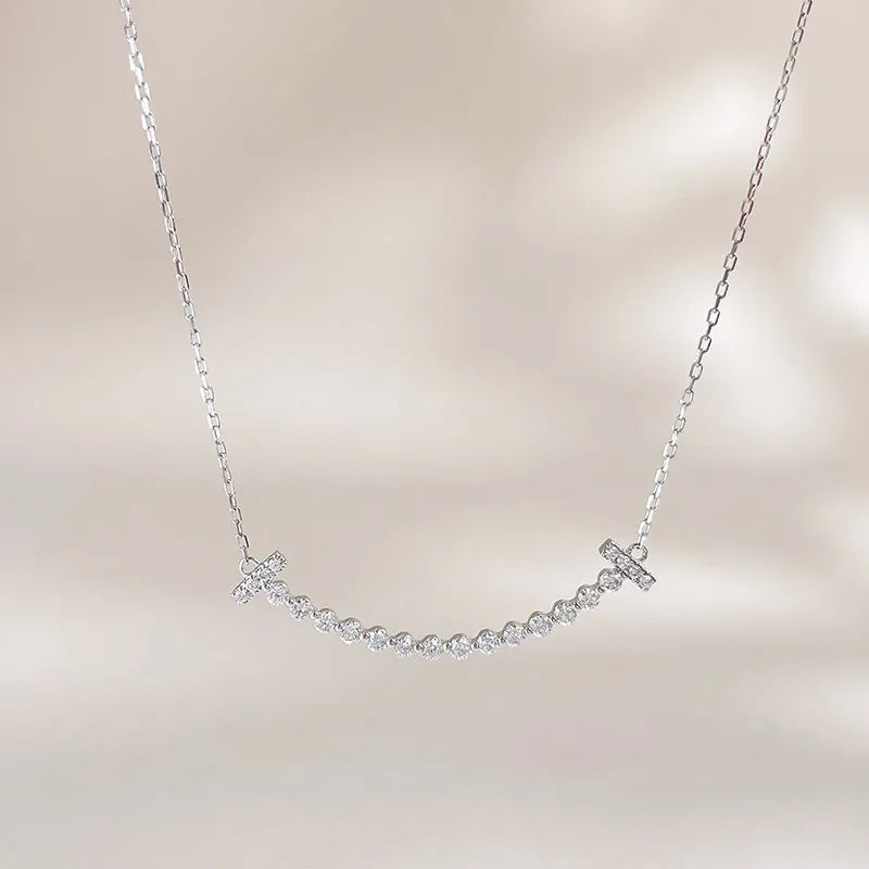 0.34 ctw Pavé Round-Cut Lab-Grown Diamond Necklace in 18K White Gold