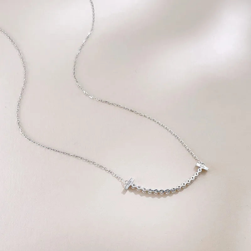 0.34 ctw Pavé Round-Cut Lab-Grown Diamond Necklace in 18K White Gold