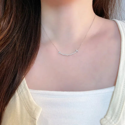 0.34 ctw Pavé Round-Cut Lab-Grown Diamond Necklace in 18K White Gold