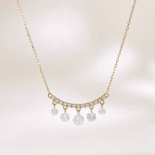 0.33 ct Statement Adjustable Round-Cut Lab-Grown Diamond Necklace in 18K Yellow Gold