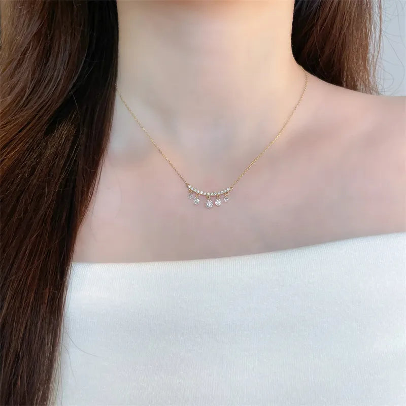 0.33 ct Statement Adjustable Round-Cut Lab-Grown Diamond Necklace in 18K Yellow Gold