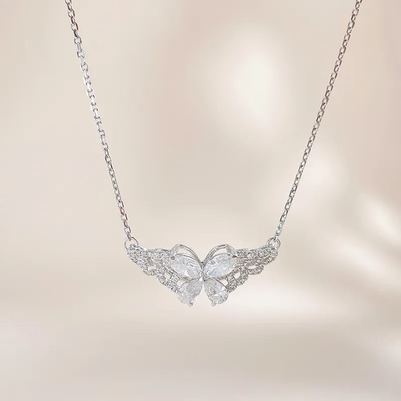 1.18 ctw Butterfly Adjustable Mixed-Cut Lab-Grown Diamond Necklace in 18K White Gold – APYN0287-W