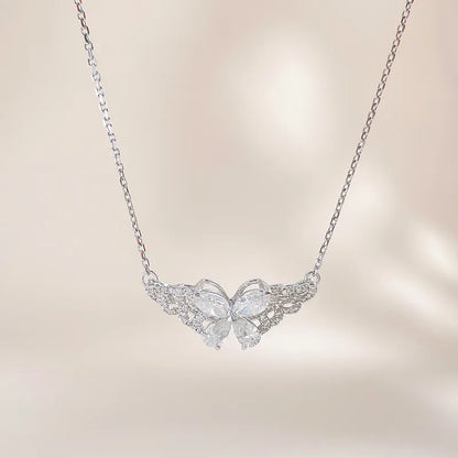 1.18 ctw Butterfly Adjustable Mixed-Cut Lab-Grown Diamond Necklace in 18K White Gold – APYN0287-W
