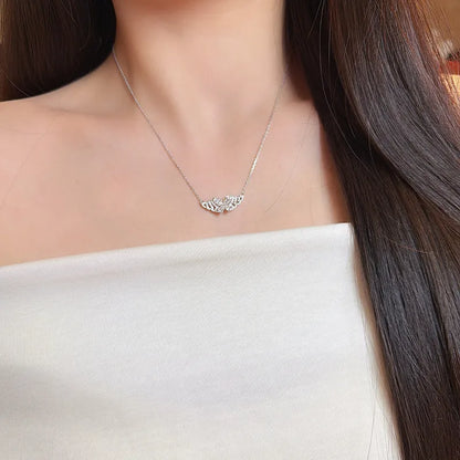 1.18 ctw Butterfly Adjustable Mixed-Cut Lab-Grown Diamond Necklace in 18K White Gold – APYN0287-W