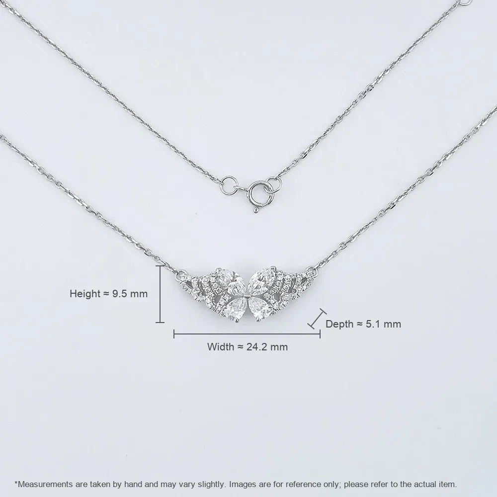 1.18 ctw Butterfly Adjustable Mixed-Cut Lab-Grown Diamond Necklace in 18K White Gold – APYN0287-W