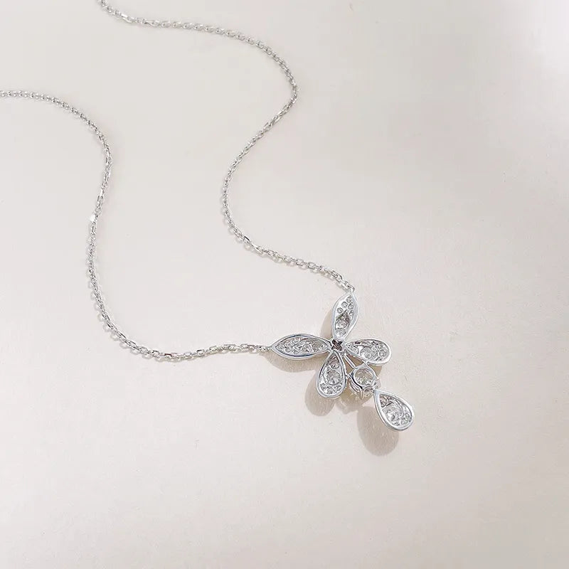 0.33 ct Butterfly Pavé Mixed-Cut Lab-Grown Diamond Necklace in 18K White Gold