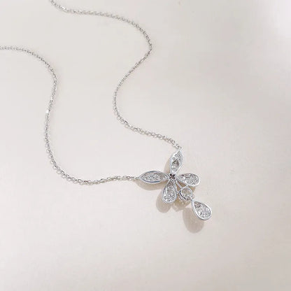 0.33 ct Butterfly Pavé Mixed-Cut Lab-Grown Diamond Necklace in 18K White Gold