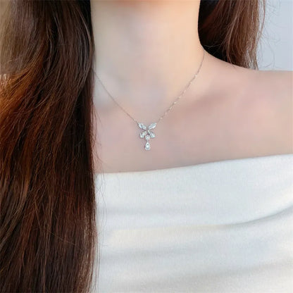 0.33 ct Butterfly Pavé Mixed-Cut Lab-Grown Diamond Necklace in 18K White Gold