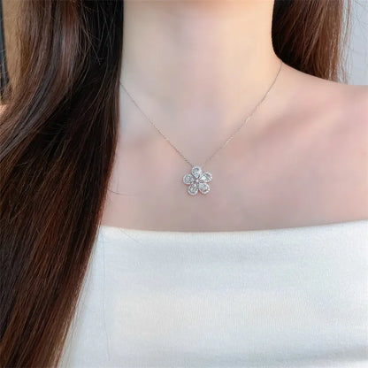 1.82 ctw Floral Pavé Mixed-Cut Lab-Grown Diamond Necklace in 18K White Gold