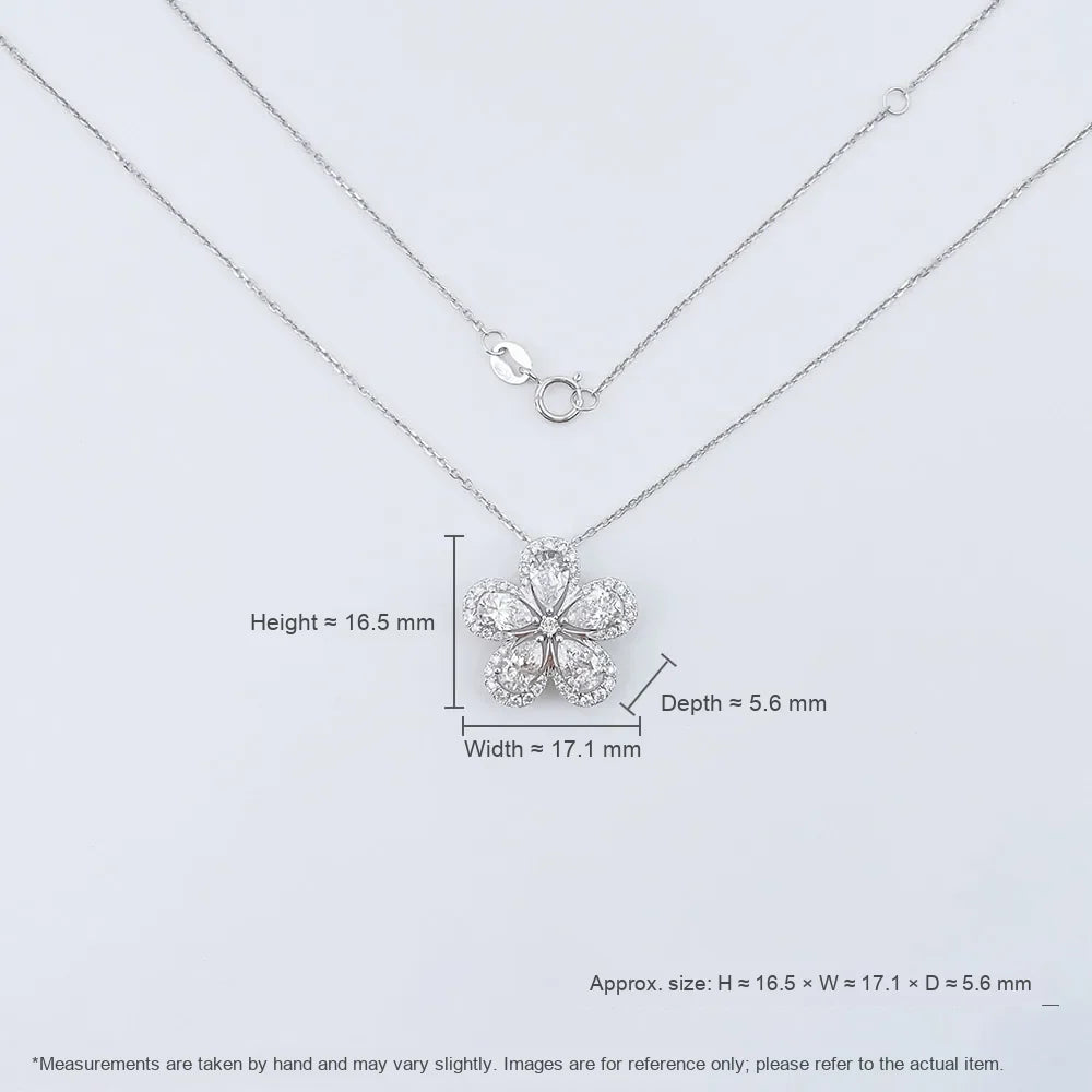 1.82 ctw Floral Pavé Mixed-Cut Lab-Grown Diamond Necklace in 18K White Gold