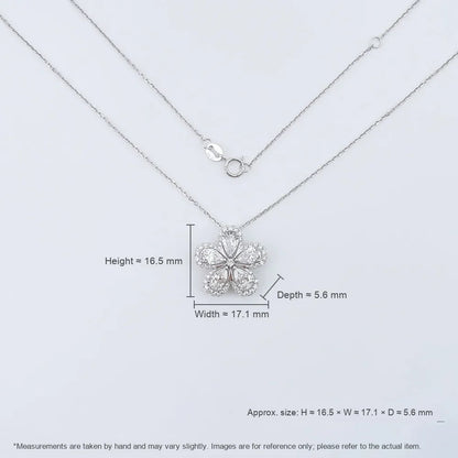 1.82 ctw Floral Pavé Mixed-Cut Lab-Grown Diamond Necklace in 18K White Gold