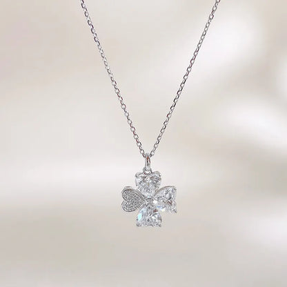 1.6 ctw Four-Leaf Clover Mixed-Cut Lab-Grown Diamond Necklace in 18K White Gold – APYN0298-W