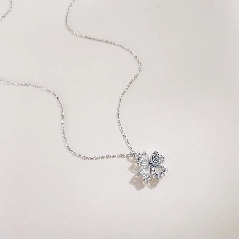 1.6 ctw Four-Leaf Clover Mixed-Cut Lab-Grown Diamond Necklace in 18K White Gold – APYN0298-W
