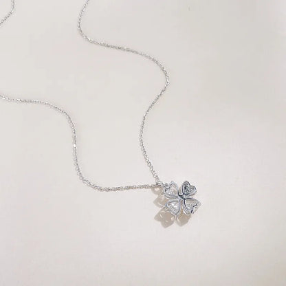 1.6 ctw Four-Leaf Clover Mixed-Cut Lab-Grown Diamond Necklace in 18K White Gold – APYN0298-W