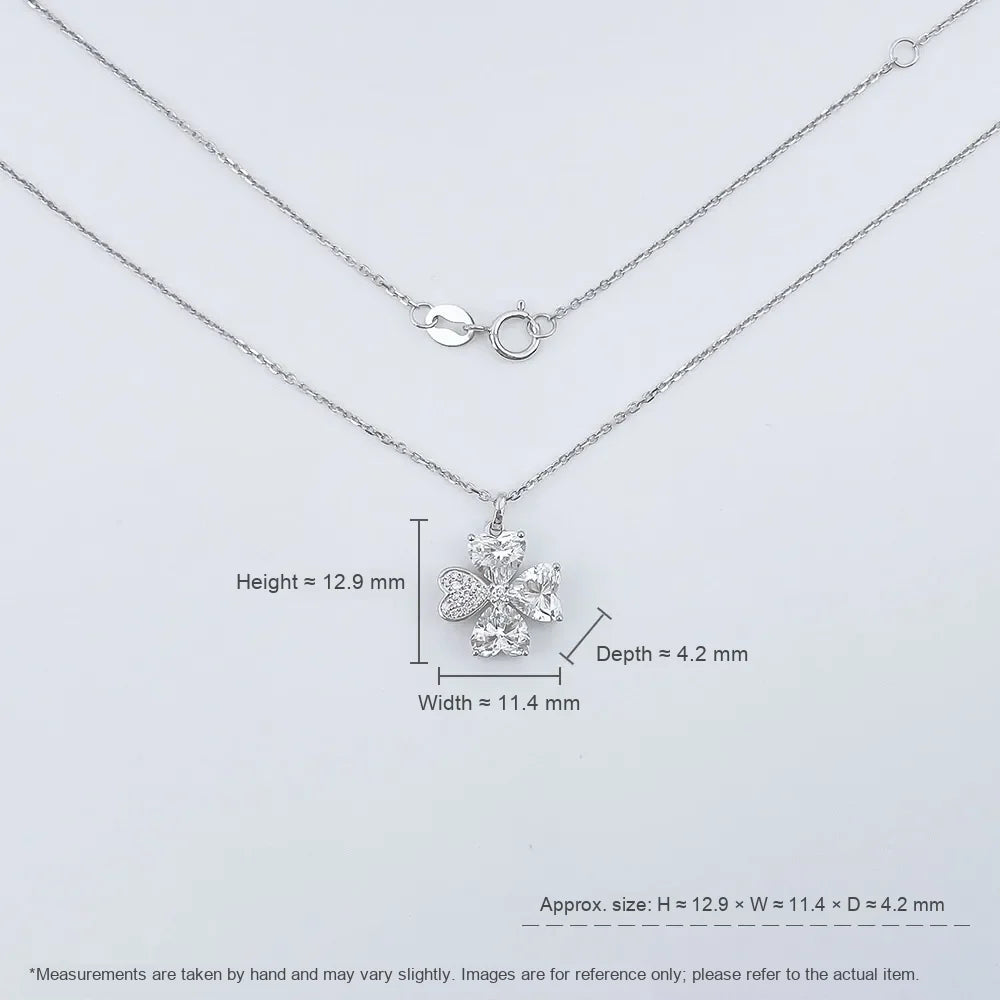 1.6 ctw Four-Leaf Clover Mixed-Cut Lab-Grown Diamond Necklace in 18K White Gold – APYN0298-W