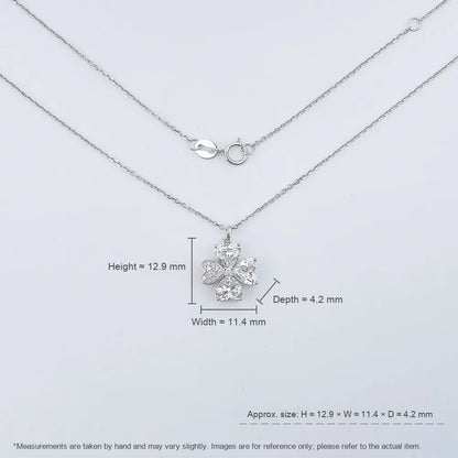 1.6 ctw Four-Leaf Clover Mixed-Cut Lab-Grown Diamond Necklace in 18K White Gold – APYN0298-W