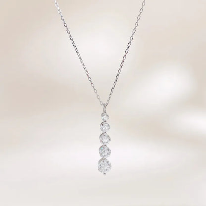 0.86 ctw Geometric Round-Cut Lab-Grown Diamond Necklace in 18K White Gold