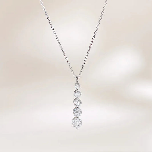 0.86 ctw Geometric Round-Cut Lab-Grown Diamond Necklace in 18K White Gold