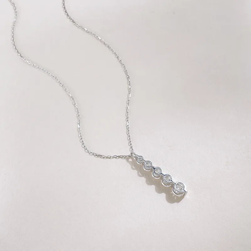 0.86 ctw Geometric Round-Cut Lab-Grown Diamond Necklace in 18K White Gold