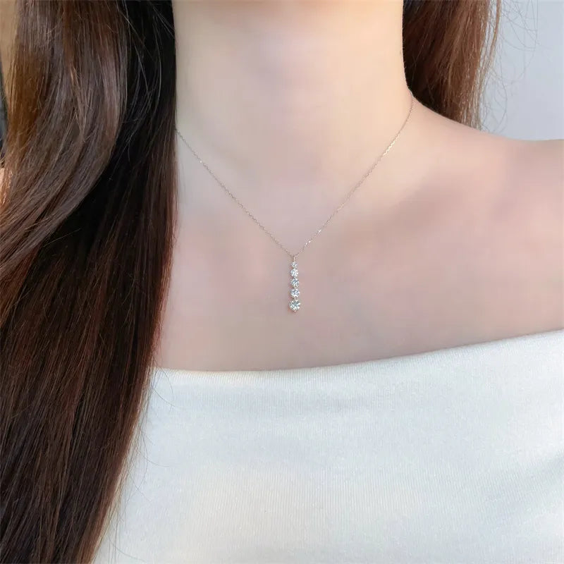 0.86 ctw Geometric Round-Cut Lab-Grown Diamond Necklace in 18K White Gold