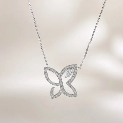 0.21 ct Four-Leaf Clover Pavé Round-Cut Lab-Grown Diamond Necklace in 18K White Gold