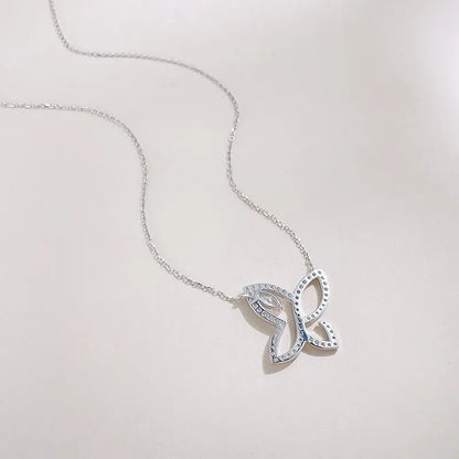 0.21 ct Four-Leaf Clover Pavé Round-Cut Lab-Grown Diamond Necklace in 18K White Gold