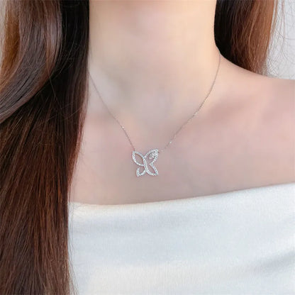 0.21 ct Four-Leaf Clover Pavé Round-Cut Lab-Grown Diamond Necklace in 18K White Gold