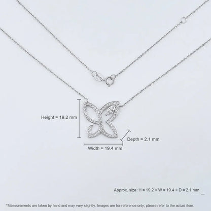 0.21 ct Four-Leaf Clover Pavé Round-Cut Lab-Grown Diamond Necklace in 18K White Gold