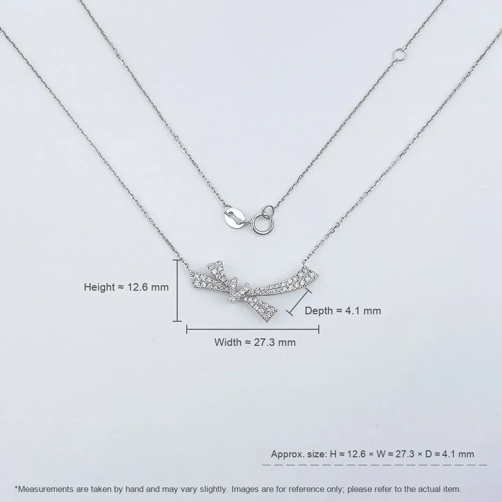 0.35 ctw Bow Round-Cut Lab-Grown Diamond Necklace in 18K White Gold