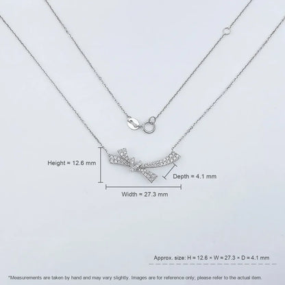 0.35 ctw Bow Round-Cut Lab-Grown Diamond Necklace in 18K White Gold