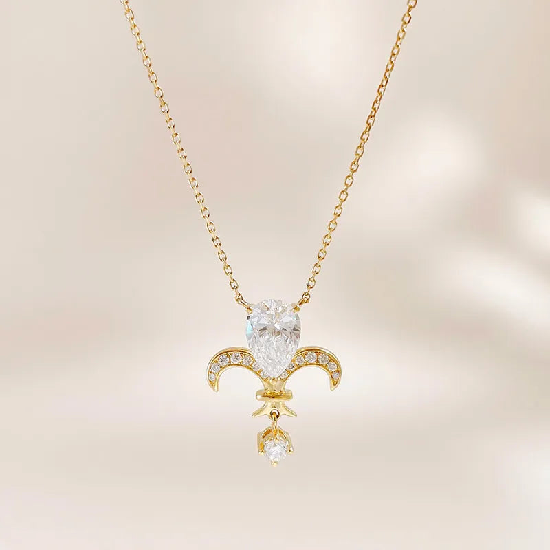 1.06 ct Vintage Adjustable Pear-Cut Lab-Grown Diamond Pendant Necklace in 18K Yellow Gold