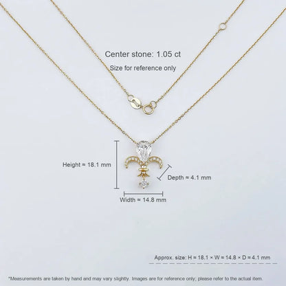 1.06 ct Vintage Adjustable Pear-Cut Lab-Grown Diamond Pendant Necklace in 18K Yellow Gold