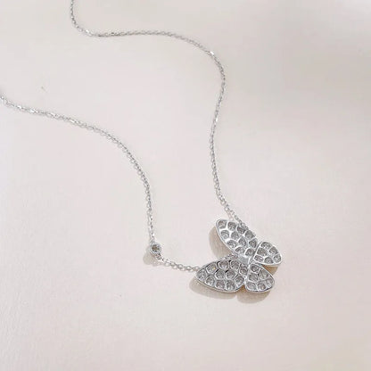 0.19 ct Butterfly Pavé Round-Cut Lab-Grown Diamond Necklace in 18K White Gold