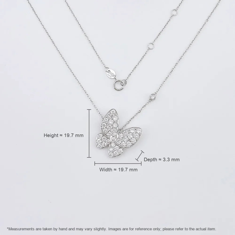0.19 ct Butterfly Pavé Round-Cut Lab-Grown Diamond Necklace in 18K White Gold