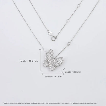 0.19 ct Butterfly Pavé Round-Cut Lab-Grown Diamond Necklace in 18K White Gold