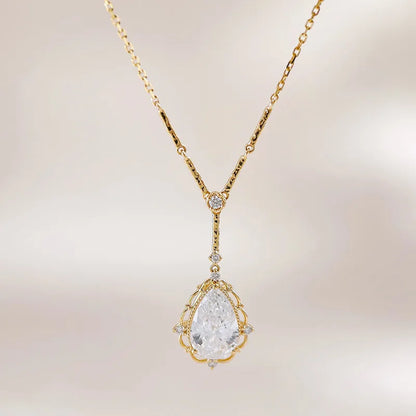 1.06 ct Vintage Adjustable Pear-Cut Lab-Grown Diamond Necklace in 18K Yellow Gold