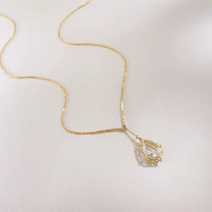 1.06 ct Vintage Adjustable Pear-Cut Lab-Grown Diamond Necklace in 18K Yellow Gold