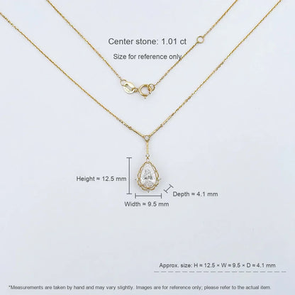1.06 ct Vintage Adjustable Pear-Cut Lab-Grown Diamond Necklace in 18K Yellow Gold