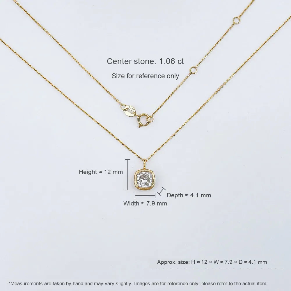 1.01 ct Vintage Adjustable Cushion-Cut Lab-Grown Diamond Necklace in 18K Yellow Gold