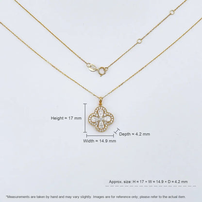 0.99 ctw Four-Leaf Clover Pavé Mixed-Cut Lab-Grown Diamond Necklace in 18K Yellow Gold