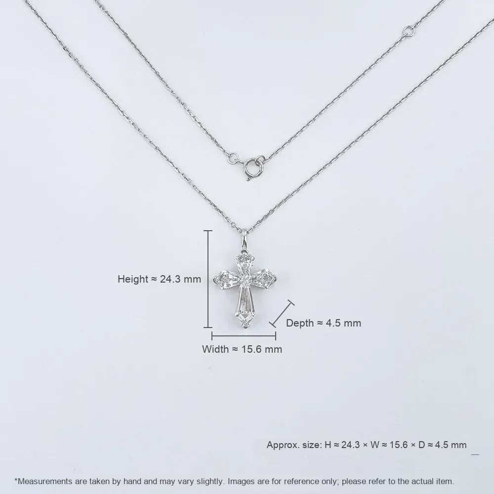 1.23 ctw Cross Adjustable Pear-Cut Lab-Grown Diamond Necklace in 18K White Gold